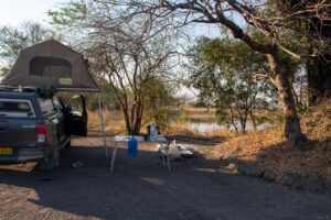 Ons kamp in Nkasa Rupara met een wildcamera, Rupara restcamp