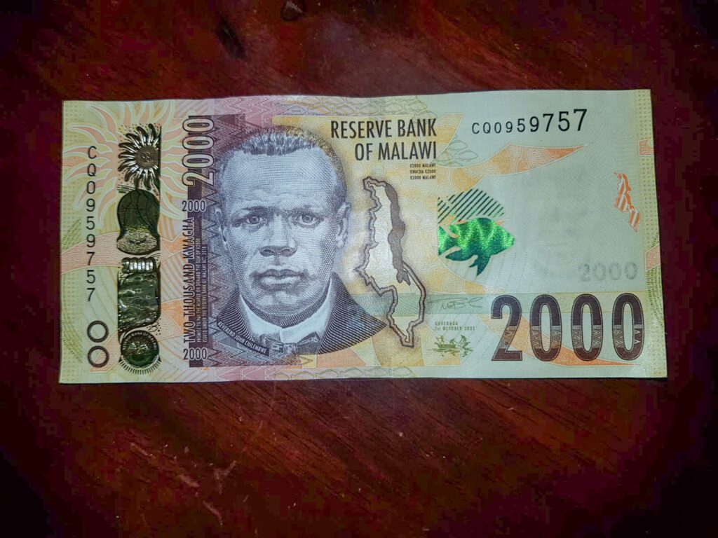 Betalen in Malawi: een 2.000 kwacha biljet