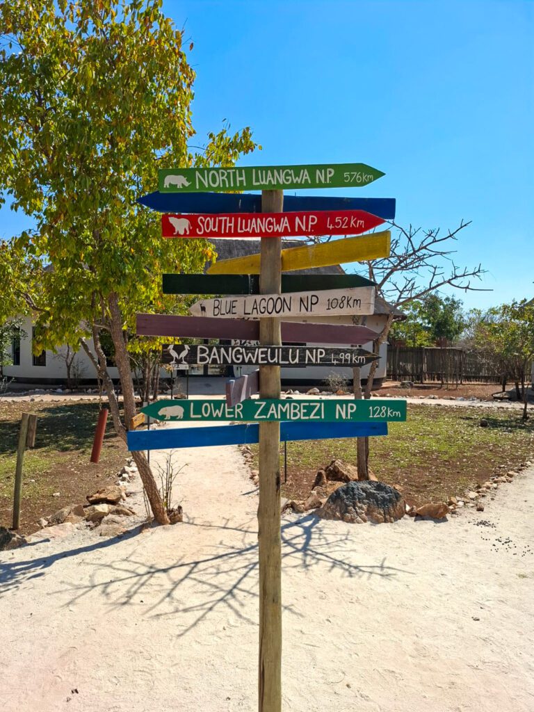 Bordje met alle nationale parken in Zambia, Lusaka Nationaal Park